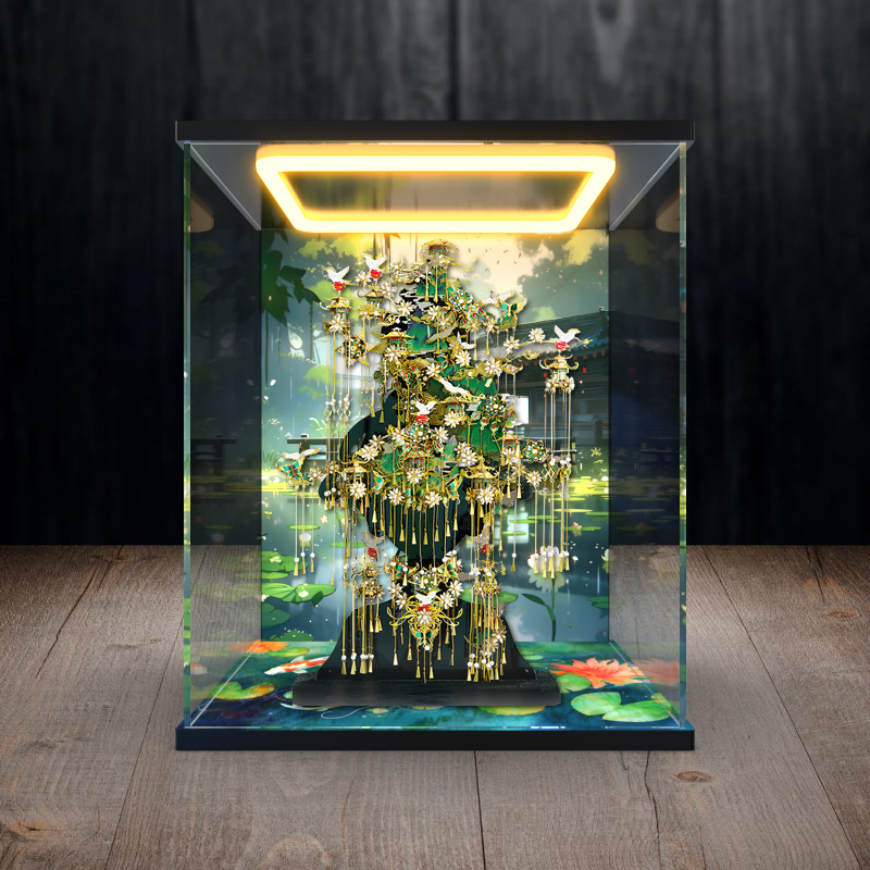 亚克力防尘罩回型灯展示盒适用拼酷青山黛金属拼装模型3D立体拼图