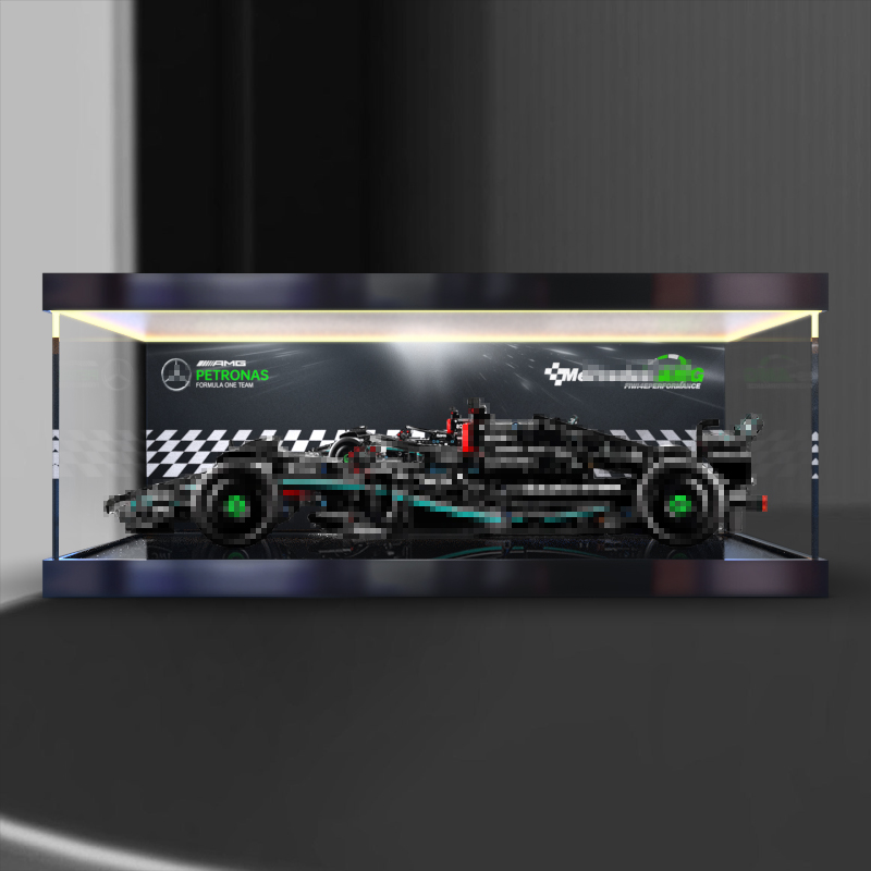 高透明灯箱款收纳展示盒适用42171梅赛德斯奔驰F1赛车模型防尘罩