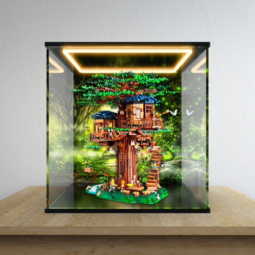 适用乐高21318树屋积木模型盲盒透明手办亚克力收纳回型灯展示盒