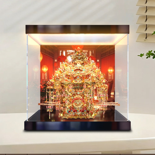 川帝适用拼酷万禧花轿3D金属拼图手工拼装模型亚克力灯箱展示盒