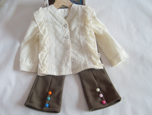 果布班豆家女童衬衫外套长袖春打底衫儿童时尚款衬衣宝宝蕾丝上衣