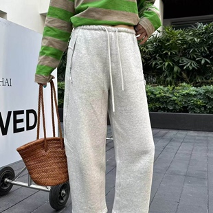 高腰显瘦休闲九分裤 2026春季 宽松慵懒松弛感阔腿裤 松紧腰卫裤 新款