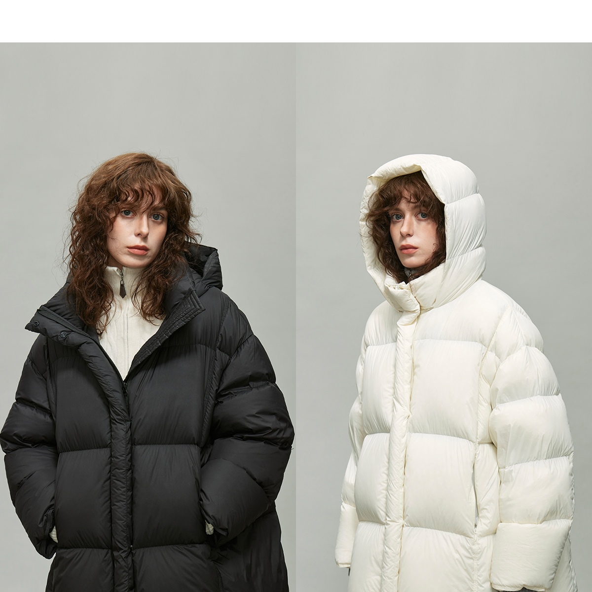 三防面料中长款泡芙羽绒服连帽