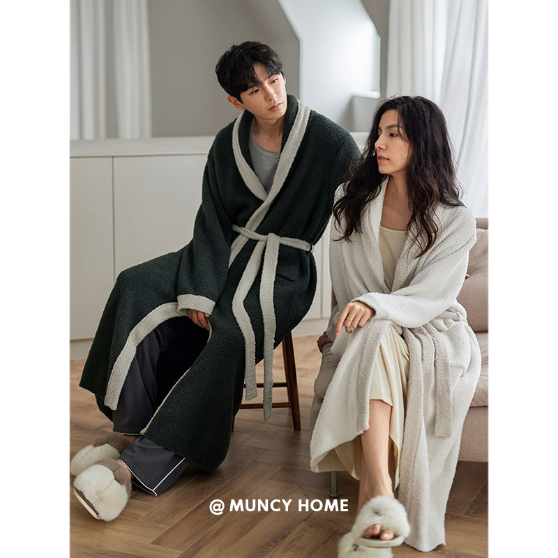 曼系珊瑚绒情侣睡衣秋冬宽松大码酒店风家居服保暖半边绒男女睡袍,女士内衣/男士内衣/家居服,睡衣/家居服套装,淘宝优惠券,粉丝福利购,淘宝优惠卷