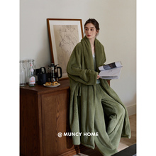 曼系“与自然连接”睡袍绒裤加厚珊瑚绒高级感睡衣女秋冬毛绒套装