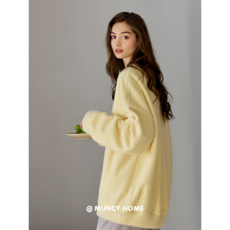 曼系女士毛茸茸简约睡衣家居服