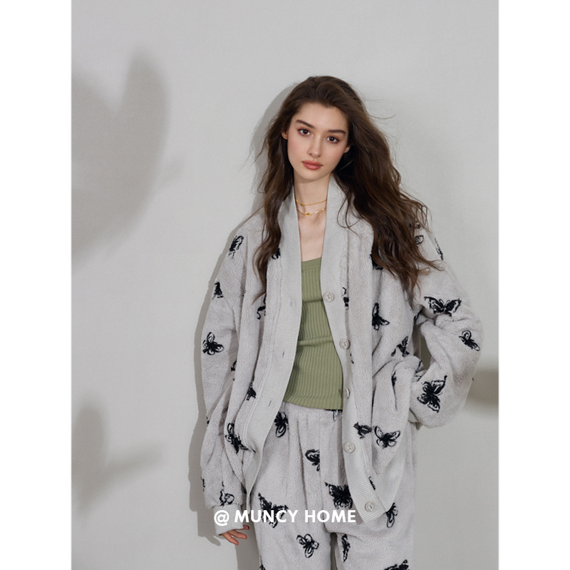 曼系女士珊瑚绒时尚睡衣家居服