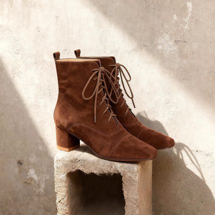 割草机老k 美拉德风复古系带中筒靴 侧拉短靴女靴子2025秋冬新款