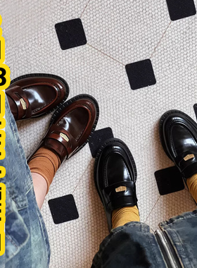 割草机老k厚底英伦风小皮鞋复古矮子乐单鞋女鞋子金币乐福鞋