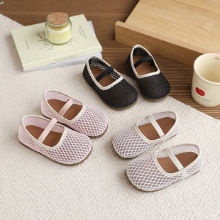 春季新款女童编织网面宝宝鞋百搭单鞋软底少女可爱时尚休闲透气