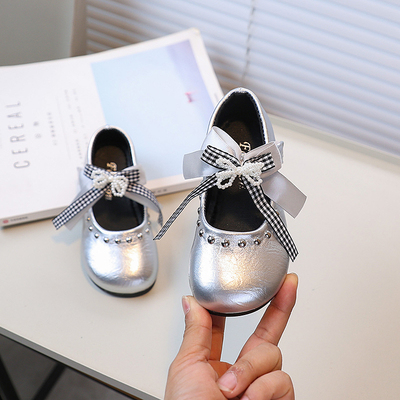 女童皮鞋2025春秋新款蝴蝶结公主