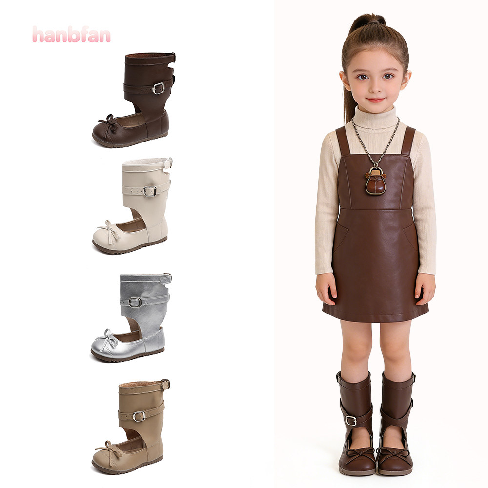 女童英伦风复古公主靴2026春夏新款网红小女孩平底长筒鞋马丁靴