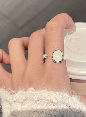 小清新白月光双层戒指女