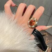 苏丹石珍珠戒指女夸张高级感轻奢小众法式 精致中古食指戒配饰品