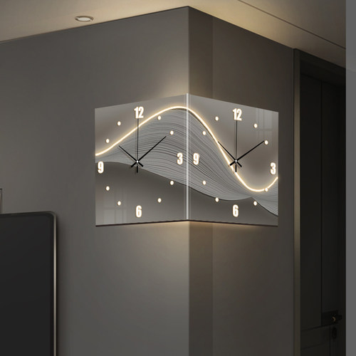 免打孔亚克力双面转角挂钟