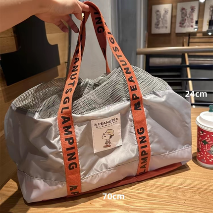日系史努比大容量露营旅行可折叠轻便单肩包手提行李包购物袋