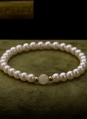 和田玉施家珍珠手链女款轻奢小众