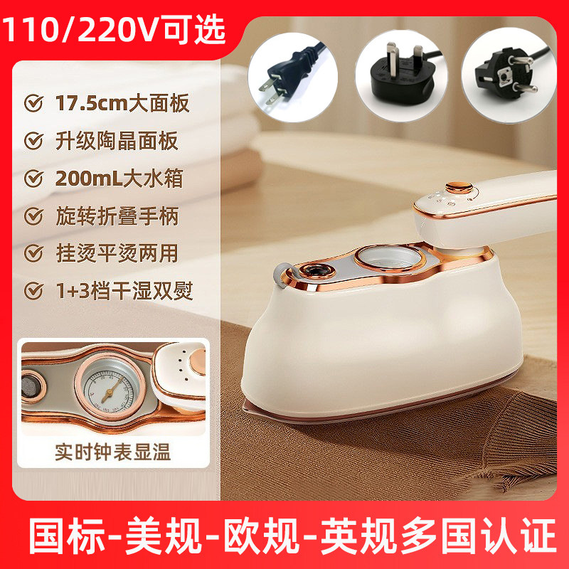 110V电熨斗小型挂烫机美规台湾可折叠便携式干湿两用欧英规熨烫机