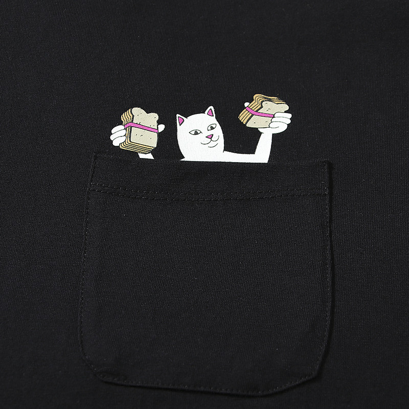 美国潮牌ripndip 贱猫纯棉t恤短袖 男女情侣款 请你吃面包口袋猫