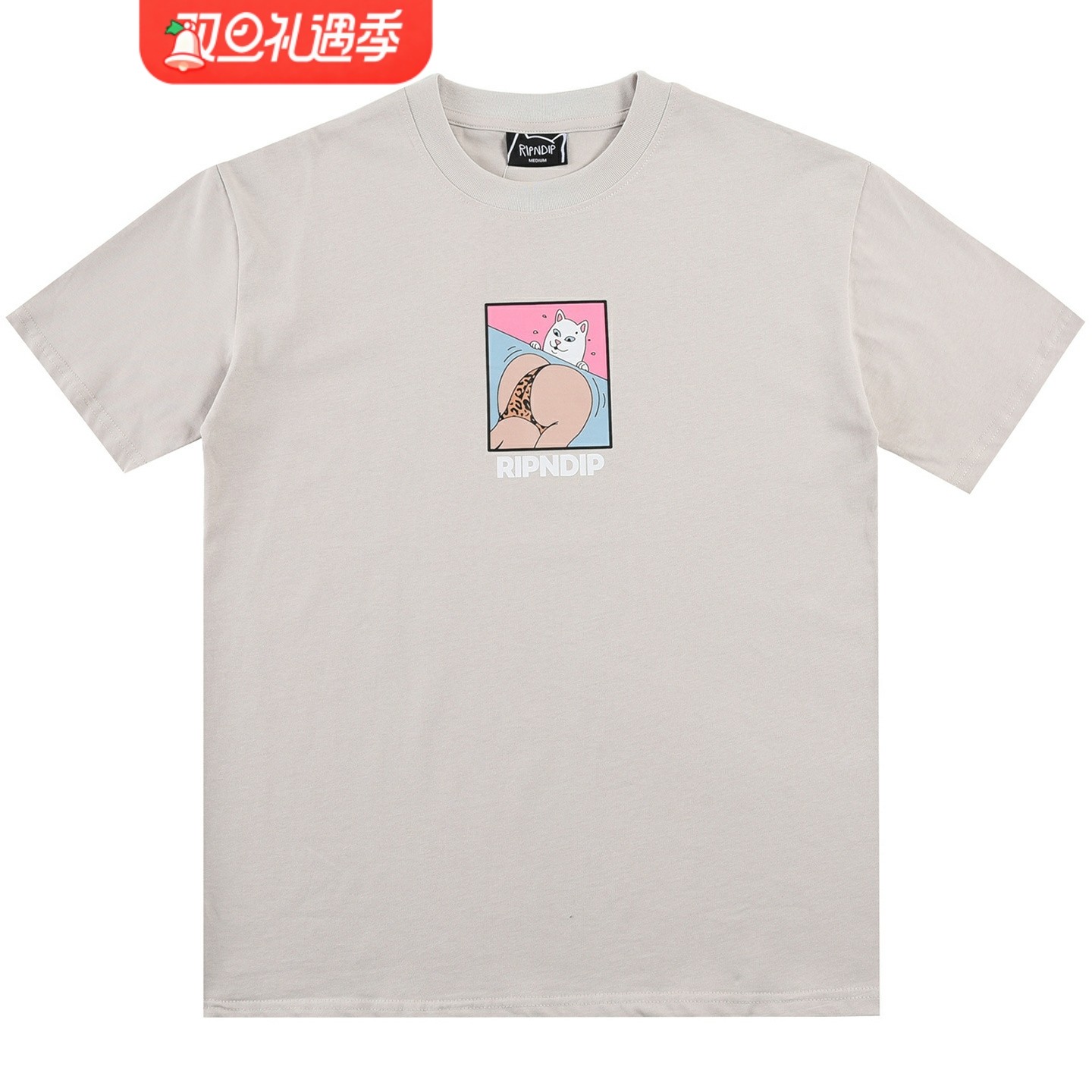 潮牌RIPNDIP蜜桃与猫卡通短袖T恤