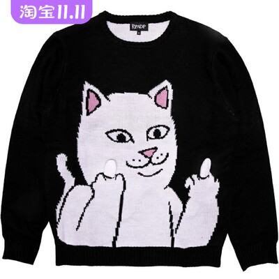 街头潮牌RIPNDIP会动竖中指毛衣