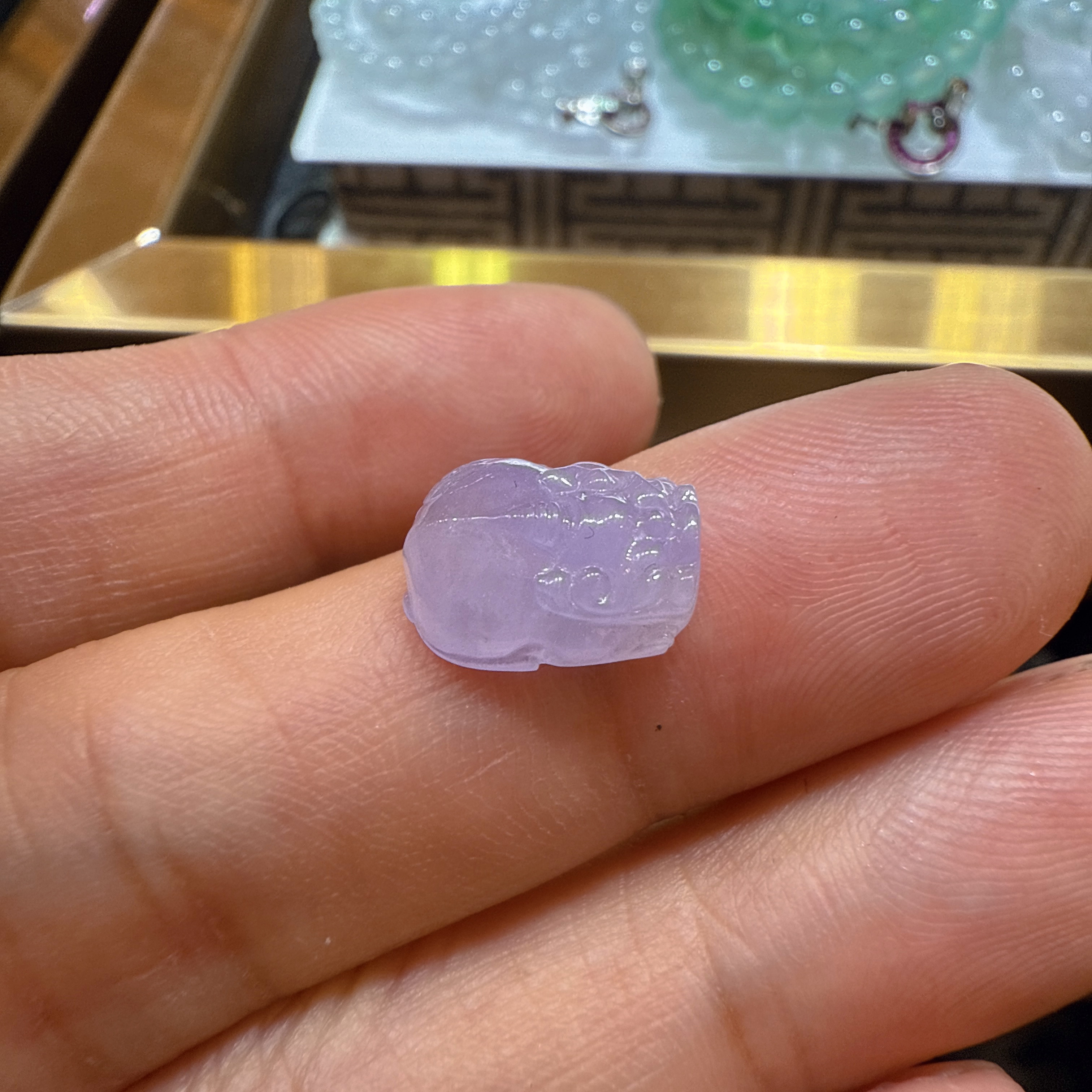 缅甸天然翡翠A货冰种紫罗兰貔貅缅甸翡翠