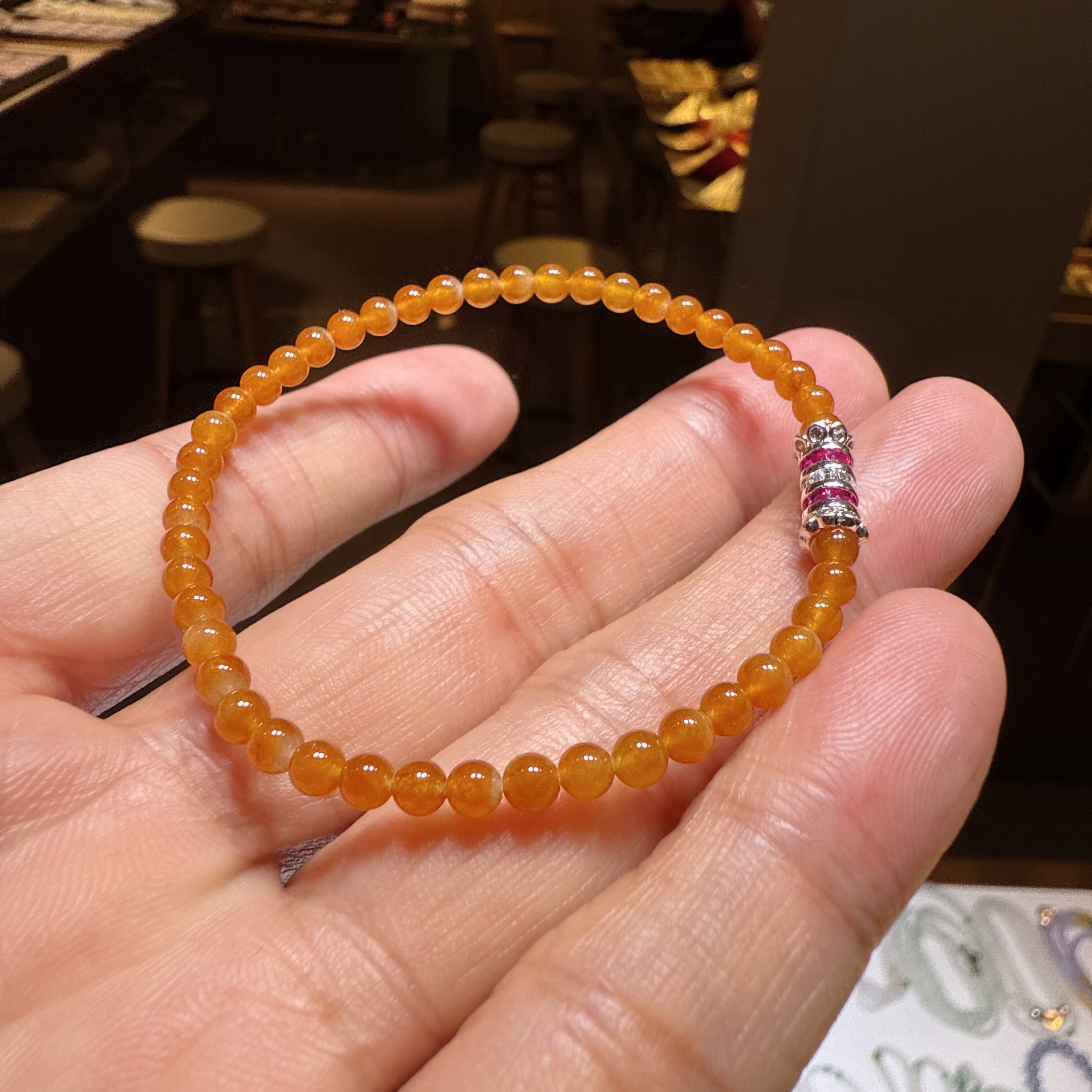 缅甸天然翡翠冰种黄翡圆珠手串