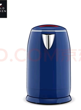 美国康宁不锈钢304蓝色电热水壶2L双层防烫防干烧1500W大口径