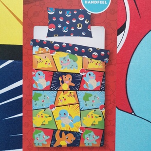 皮卡丘被套被罩枕头套135x200儿童POKEMON卡通学生床宝可梦 外贸