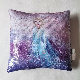 冰雪奇缘靠垫芯40x40抱枕靠垫套客厅沙发亮片安娜艾莎FROZEN外贸