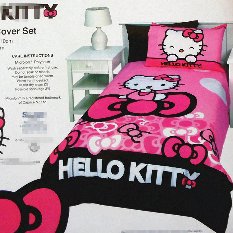 凯蒂猫被套被罩枕头套140x210 儿童HELLO KITTY卡通学生 外贸特价