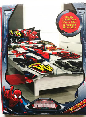 蜘蛛侠漫威被套被罩枕头套140x210 儿童卡通幼儿园SPDER-MAN 外贸