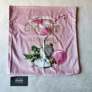 靠垫套子不含芯43x43抱枕套拉链枕套客厅沙发床头靠垫粉酒杯 外贸