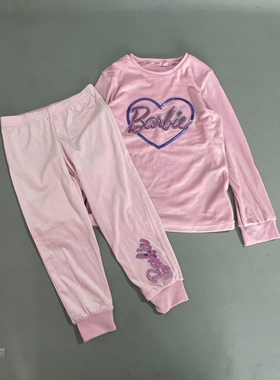 外贸童装150-160码中大童少女芭比天鹅绒家居服家居裤