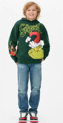 外贸出口英国prim@rk单圣诞节老人卡通男童儿童大童连帽卫衣