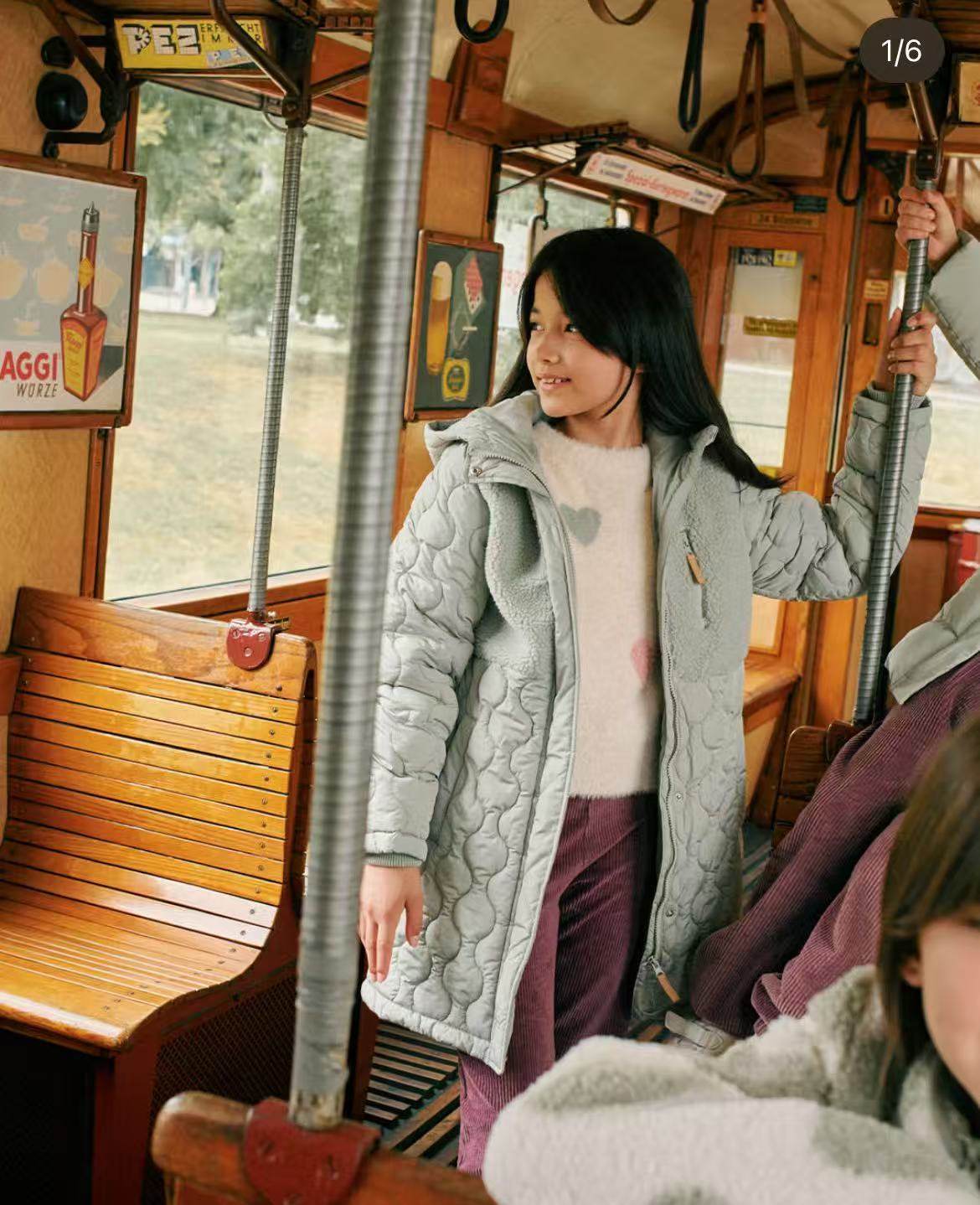 外贸出口欧美单女童儿童时尚保暖薄款中长款棉衣外套