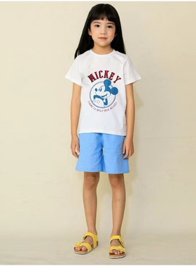 贵货130-150码外单出口日本日单男女童中大儿童米奇短袖T恤衫夏装