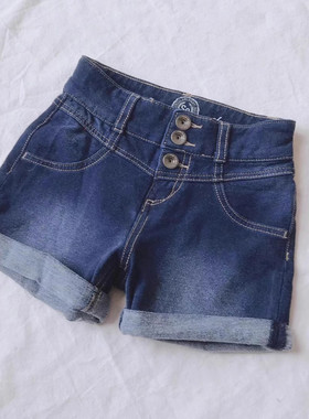 120-140码外单出口女童中大童儿童夏季弹力牛仔短裤热裤沙滩裤