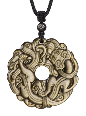 黑曜石貔貅平安扣吊坠