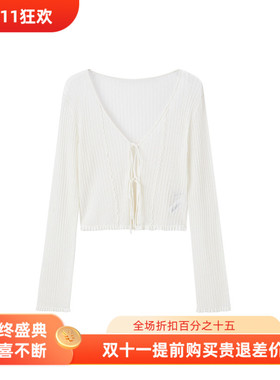 【商场同款】2024夏季新款绑带花边线毛针织衫开衫C1EDE2208