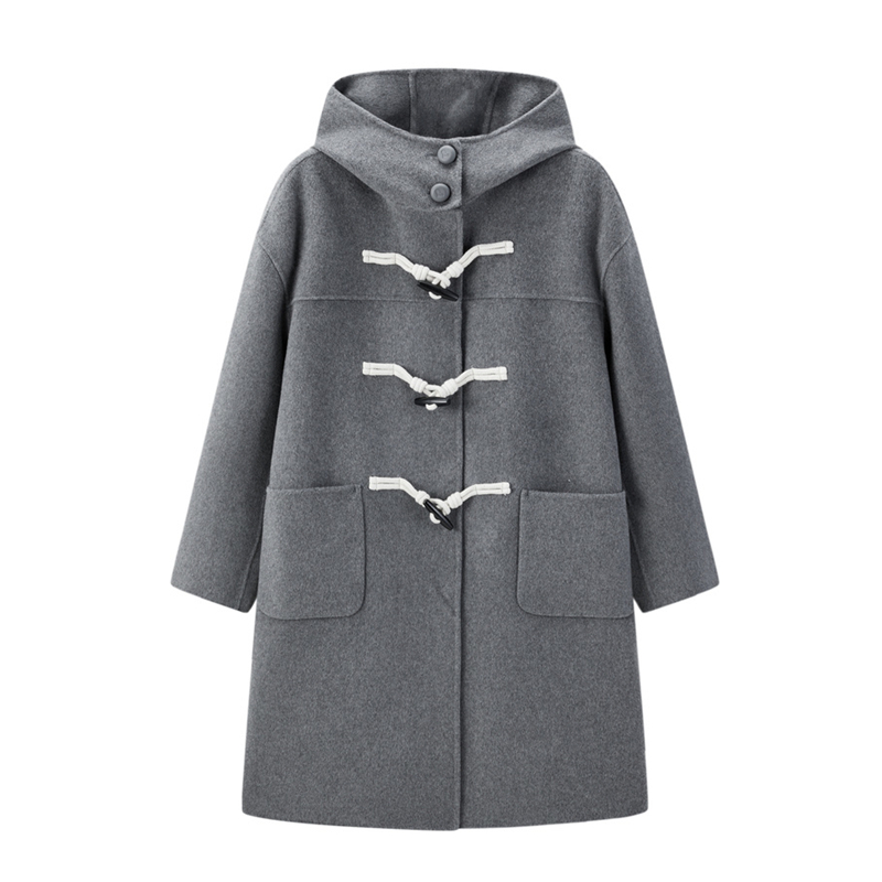 【商场同款】24冬季新款学院风连帽毛呢外套双面呢大衣C2AAE4310
