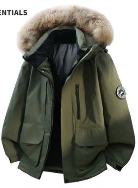 ESSENTIALS羽绒服85绒男冬季极寒加厚保暖连帽工装毛领外套滑雪服