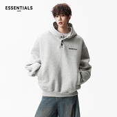 ESSENTIALS 潮流宽松加厚帽衫 HOPE美式 重磅纽扣连帽卫衣男秋冬季
