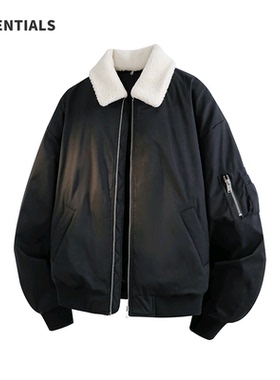 ESSENTIALS美式翻领棉衣男款冬季情侣加厚保暖防风防水时尚棉服