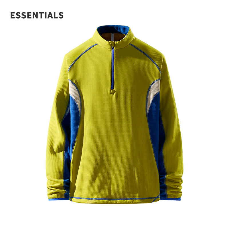 ESSENTIALS山系户外立领半拉链长袖T恤男款冬季加厚运动打底上衣