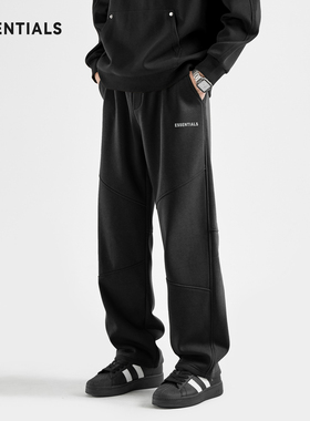 ESSENTIALS冬季休闲运动卫裤男新款潮宽松直筒长裤加绒加厚弯刀裤