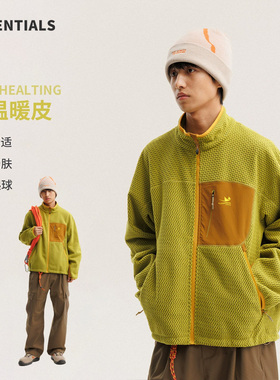 ESSENTIALS户外登山摇粒绒拼接撞色外套男款宽松廓形保暖内胆夹克