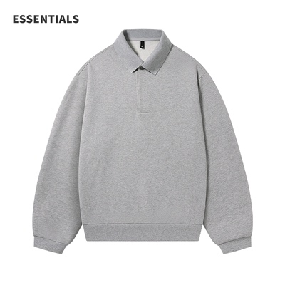 ESSENTIALS新款美式重磅380G长袖polo衫男情侣宽松半开领卫衣上衣
