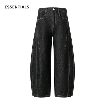 ESSENTIALS新款弯刀阔腿裤子男款秋冬季美式潮牌宽松百搭牛仔裤男
