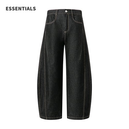 ESSENTIALS2025新款弯刀牛仔裤男款秋冬季美式潮牌宽松牛仔长裤